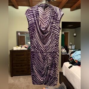 BCBGMaxAzria Purple and White Zebra Midi Dress